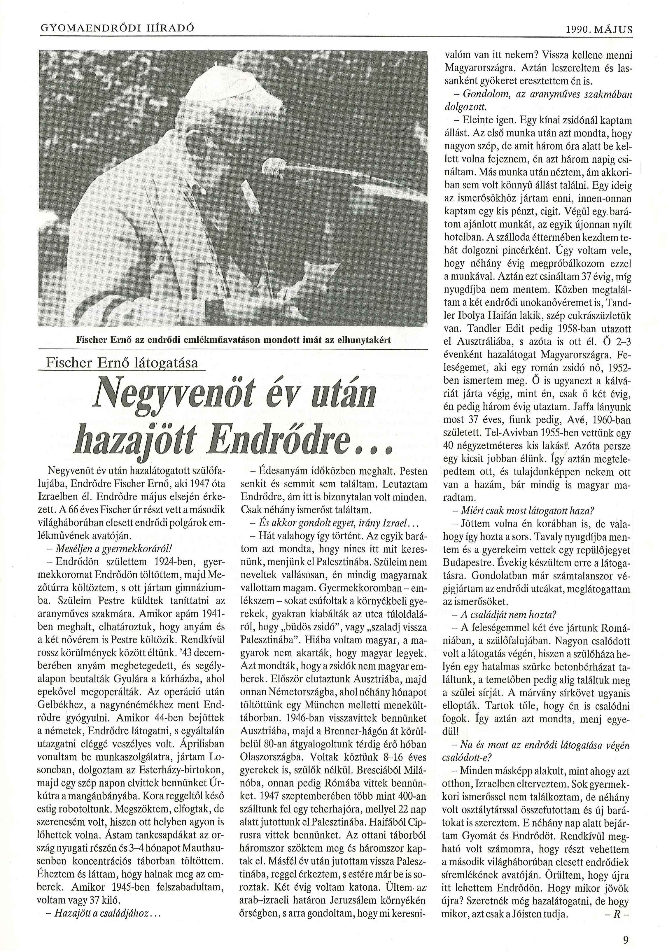 fischer erno gyhirado 1990 majus 9